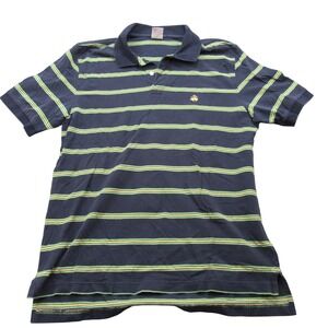 Brooks Brothers Performance Polo Shirt Mens Large Navy Blue Striped Short Sleeve